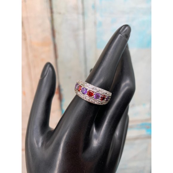 Red & Purple Stone Ring Size 8 - Picture 8 of 8